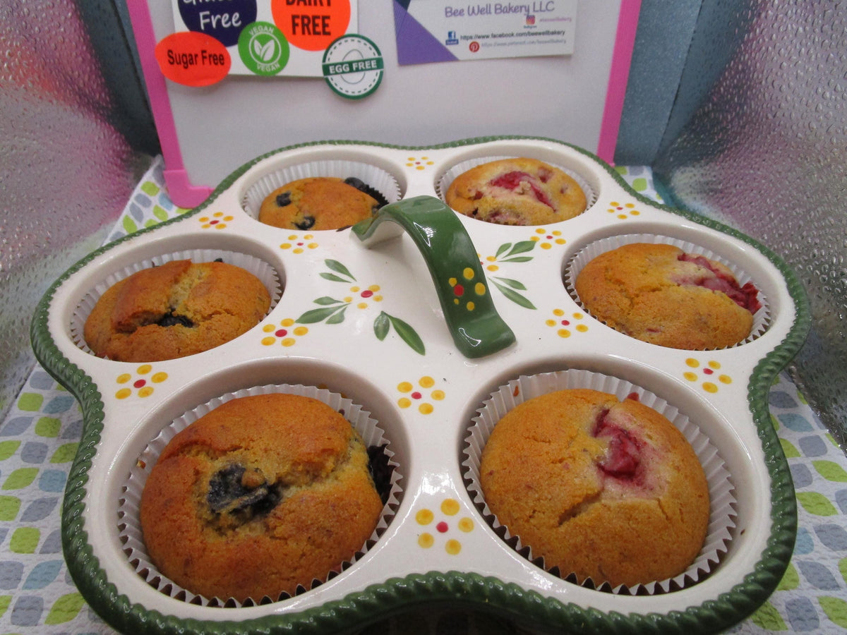 Sugar Free Muffins, Low Fat, Gluten Free, Dairy Free, Egg Free, Vegan, Nut Free, Organic Fruit, Allulose, Low Calorie, Graduation Brunch,